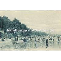 406_09540369 Altes Bild vom Elbufer bei Oevelgönne - Kinder baden im Wasser. | Oevelgoenne + Elbstrand.